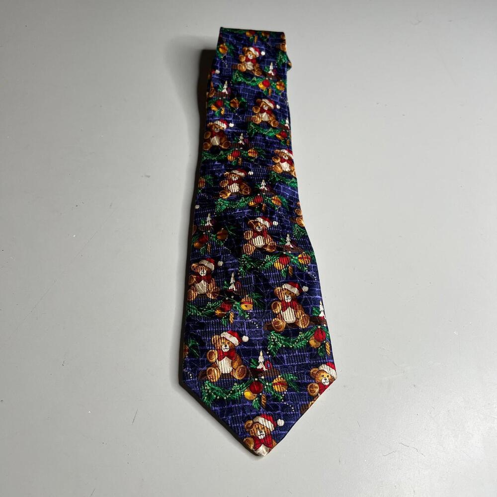 Robert Talbott Rodes Christmas Tie Teddy Bears Holiday Print USA